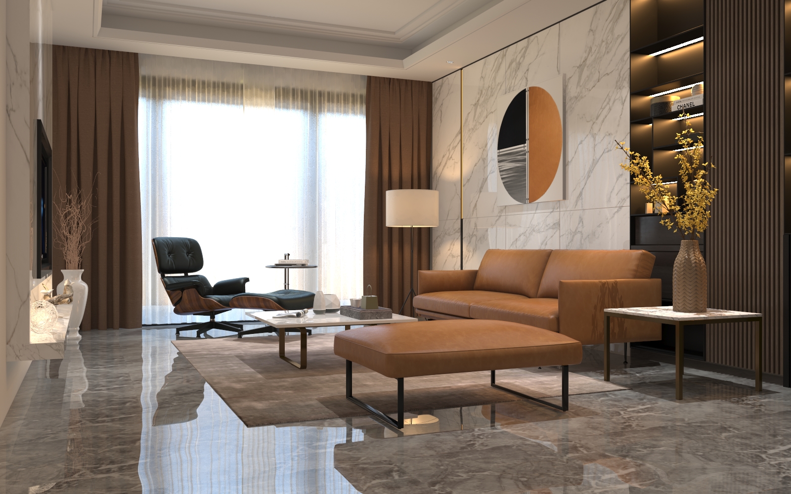 真皮沙發(fā)搭配休閑椅