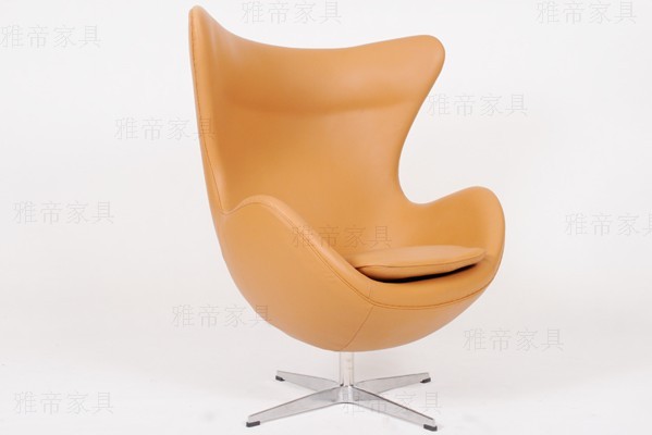 意大利皮蛋椅(Egg Chair In Black Italian Leather)